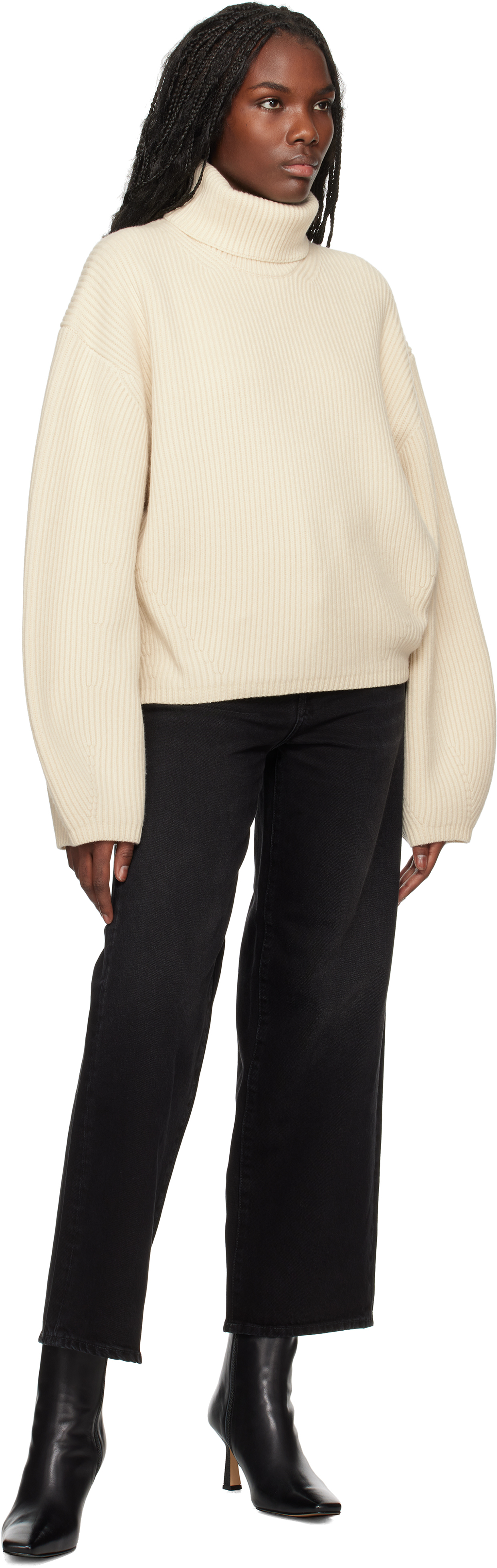 Totême Ribbed-knit Wool-blend Turtleneck Sweater In Off White 059