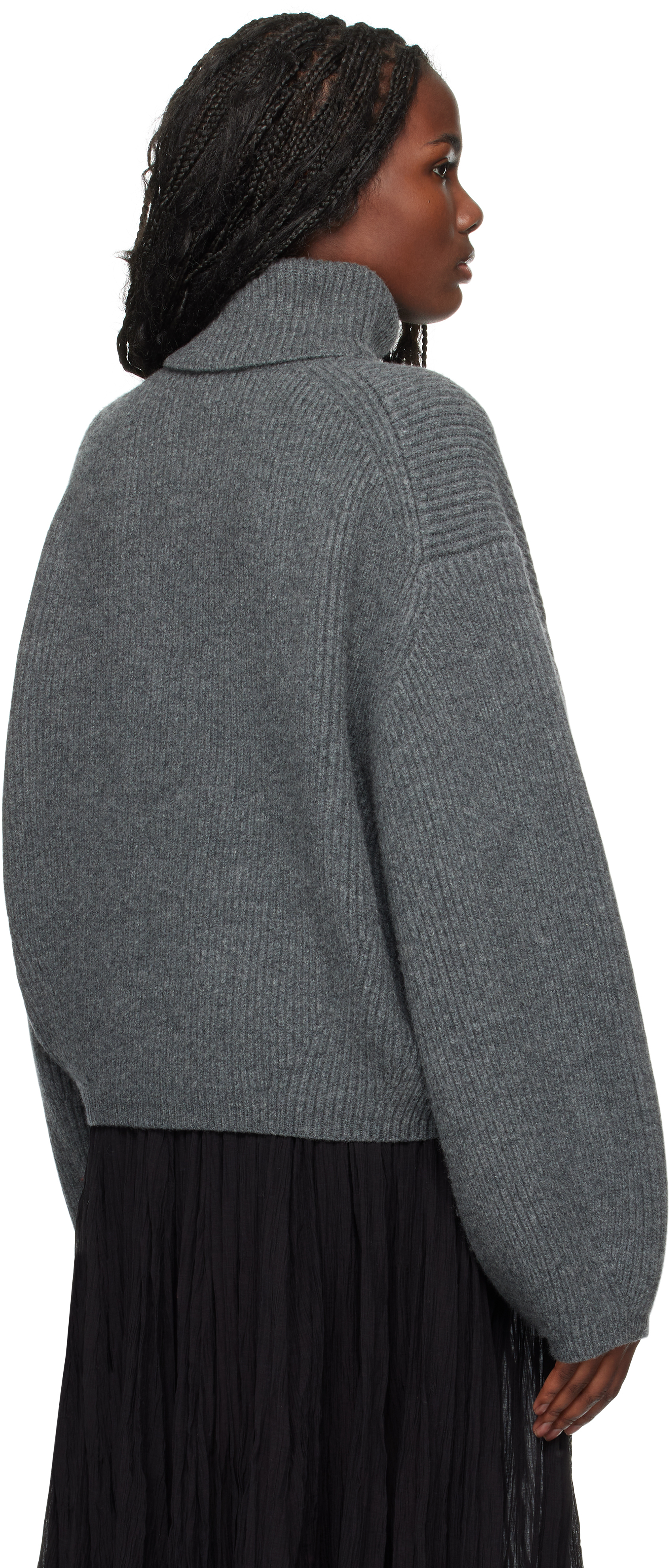 Totême Gray Ribbed Turtleneck In Grey Melange 074