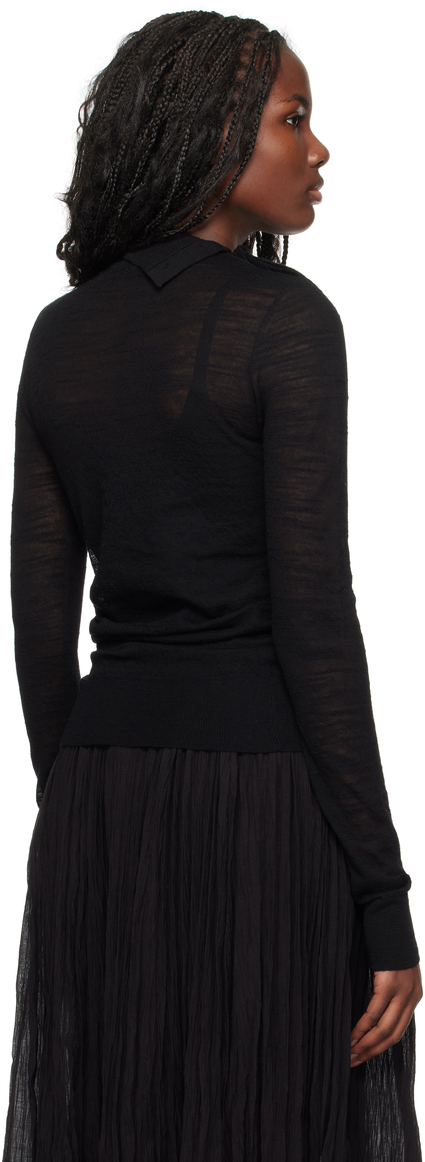 Totême Black Slubbed Turtleneck In Black 001