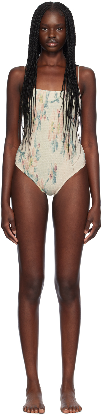 Off-White Smocked One-Piece Swimsuit