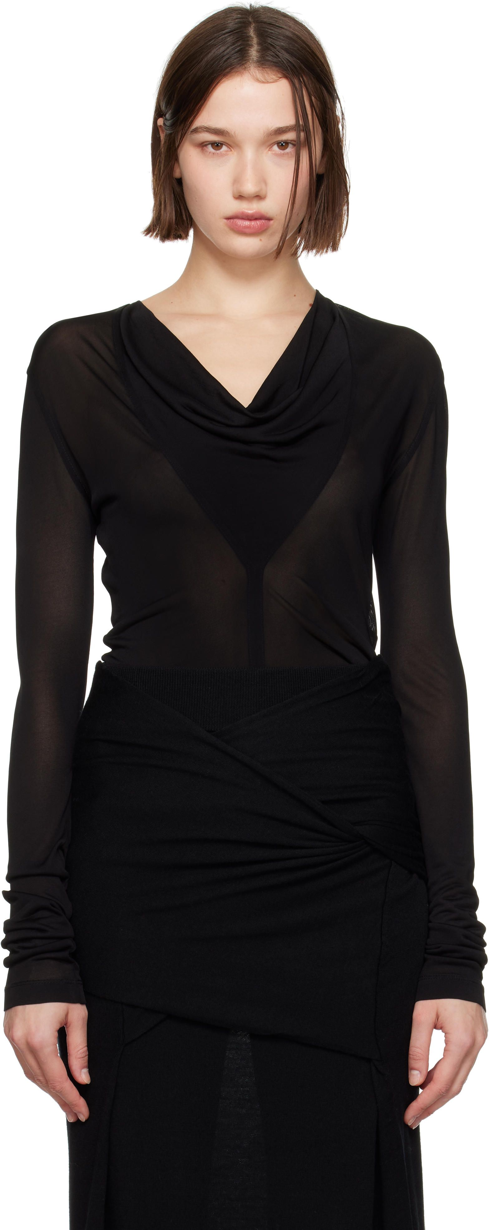 Shop Totême Black Draped V-neck T-shirt In Black 001