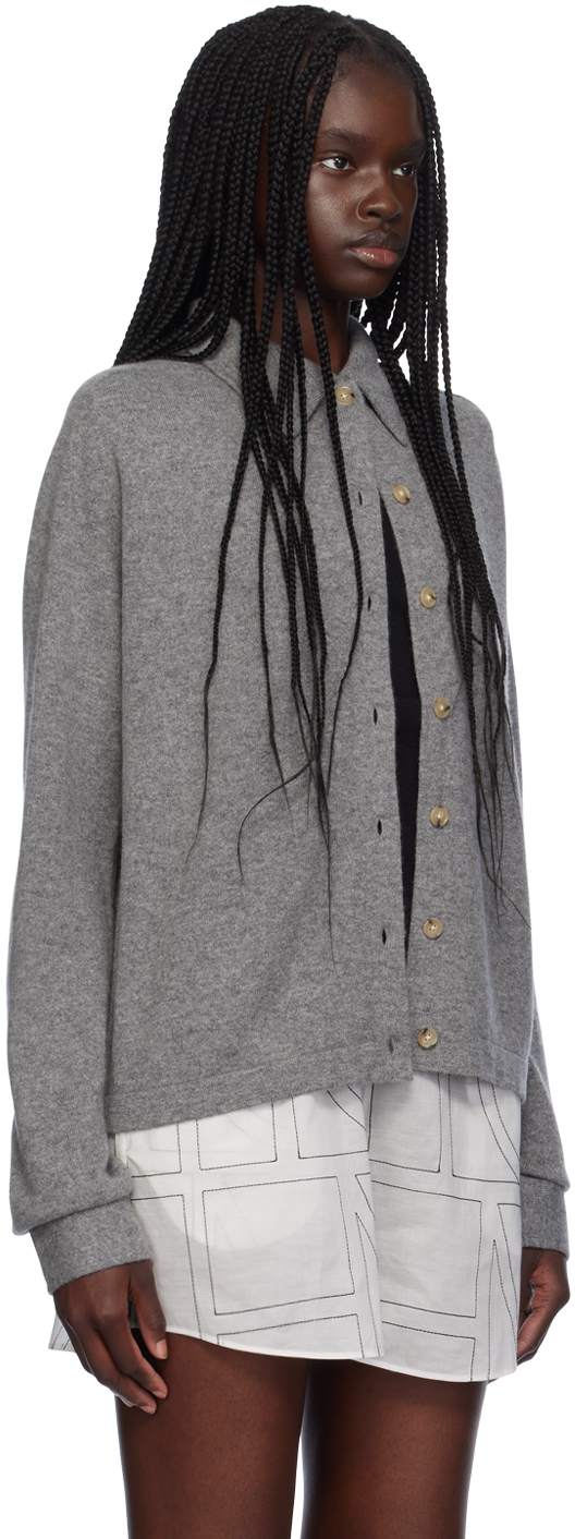 Totême Gray Raglan-sleeve Cardigan In 074 Grey Melange
