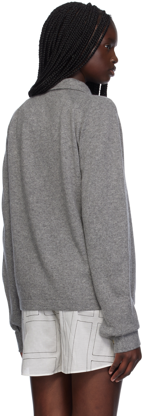 Totême Gray Raglan-sleeve Cardigan In 074 Grey Melange