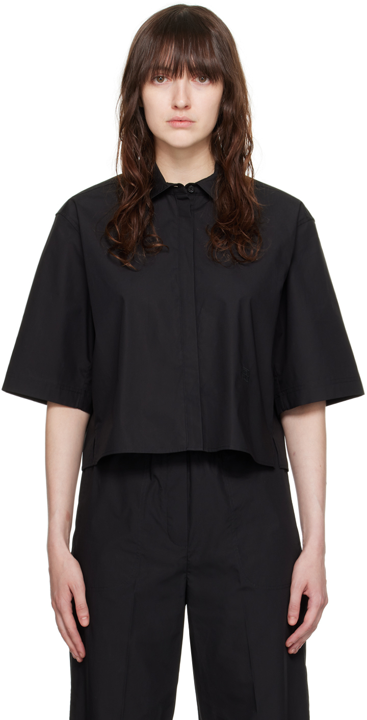 Shop Totême Black Cropped Shirt In 001 Black