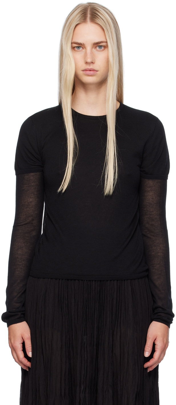 TOTÊME BLACK LAYERED LONG SLEEVE T-SHIRT 