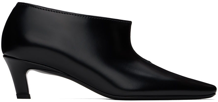 【関税込み】TOTEME ブラック The Wide Shaft ブーツ TOTEME The Wide Shaft croc-effect Boots | Black | FARFETCH