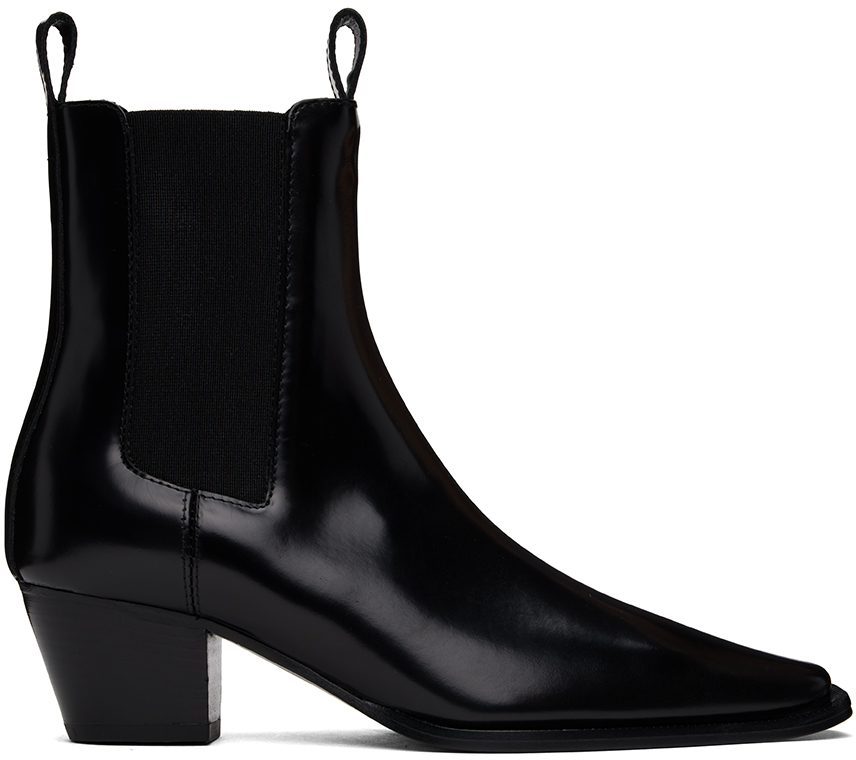 【TOTEME】レザー シティブーツ ブラック Leather city boots black – TOTEME