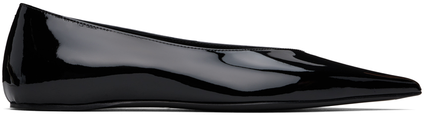 Shop Totême Black 'the Patent Asymmetric' Ballerina Flats In Black 001