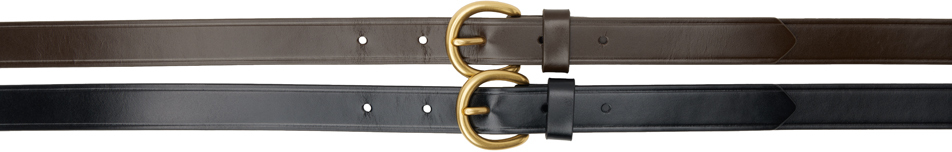 Black & Brown Double Layers Buckle Belt