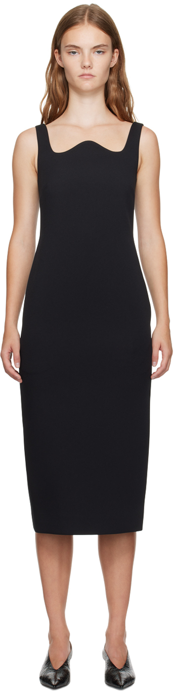 Black RC Signature Curved Neck Midi Dress