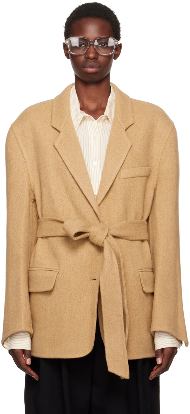 Shop Recto Beige Handmade Single-breasted Jacket In Camel