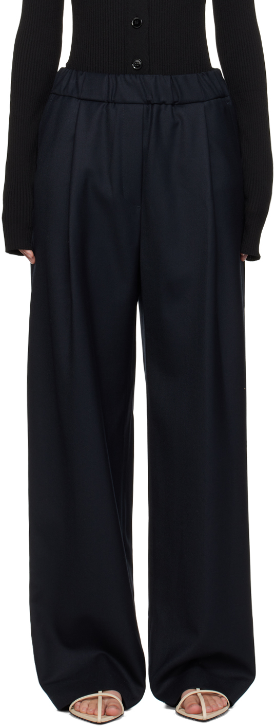 Navy Pleated Trousers