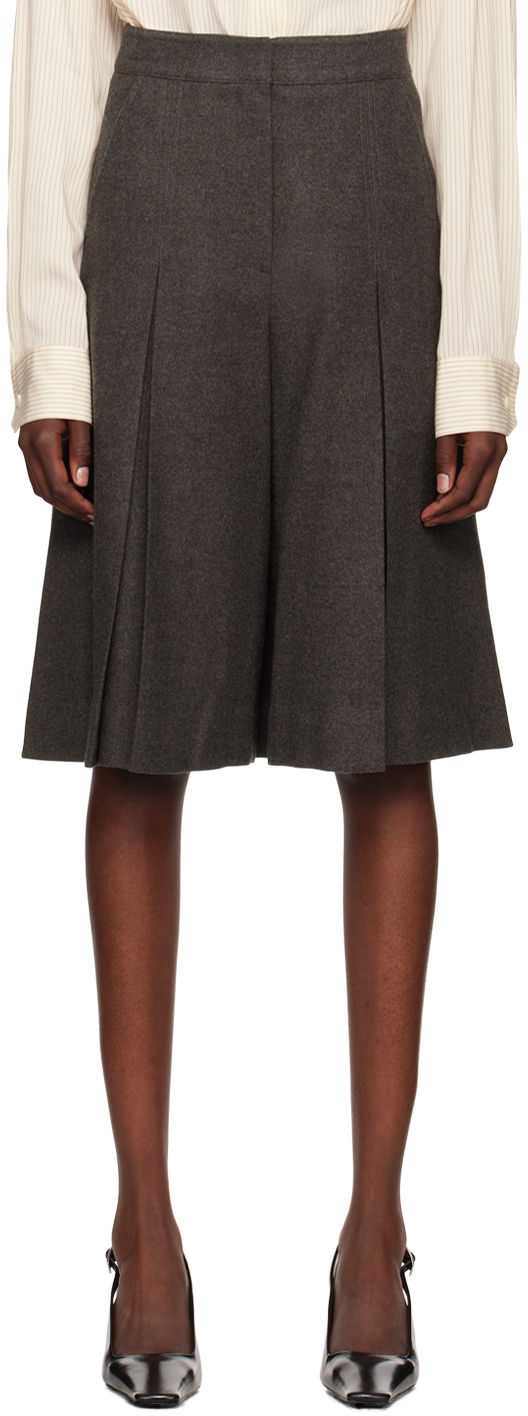 Gray Inverted Box Pleat Shorts