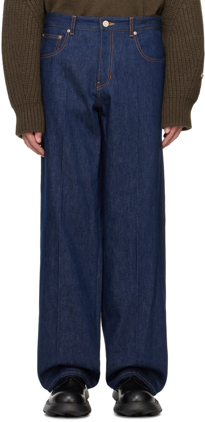 [RECTO] / ☆ 24FW VINCENT STRAIGHT FIT DENIM PANTS / BLUE Blue Vincent Straight Fit Jeans by RECTO on Sale