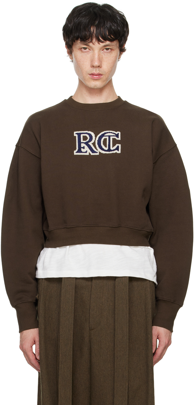 Brown Embroidered-Logo Sweatshirt