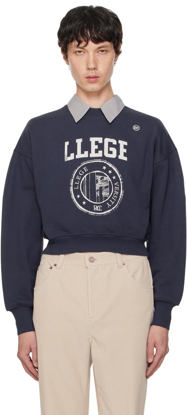 Navy 'LLEGE' Logo Hoodie