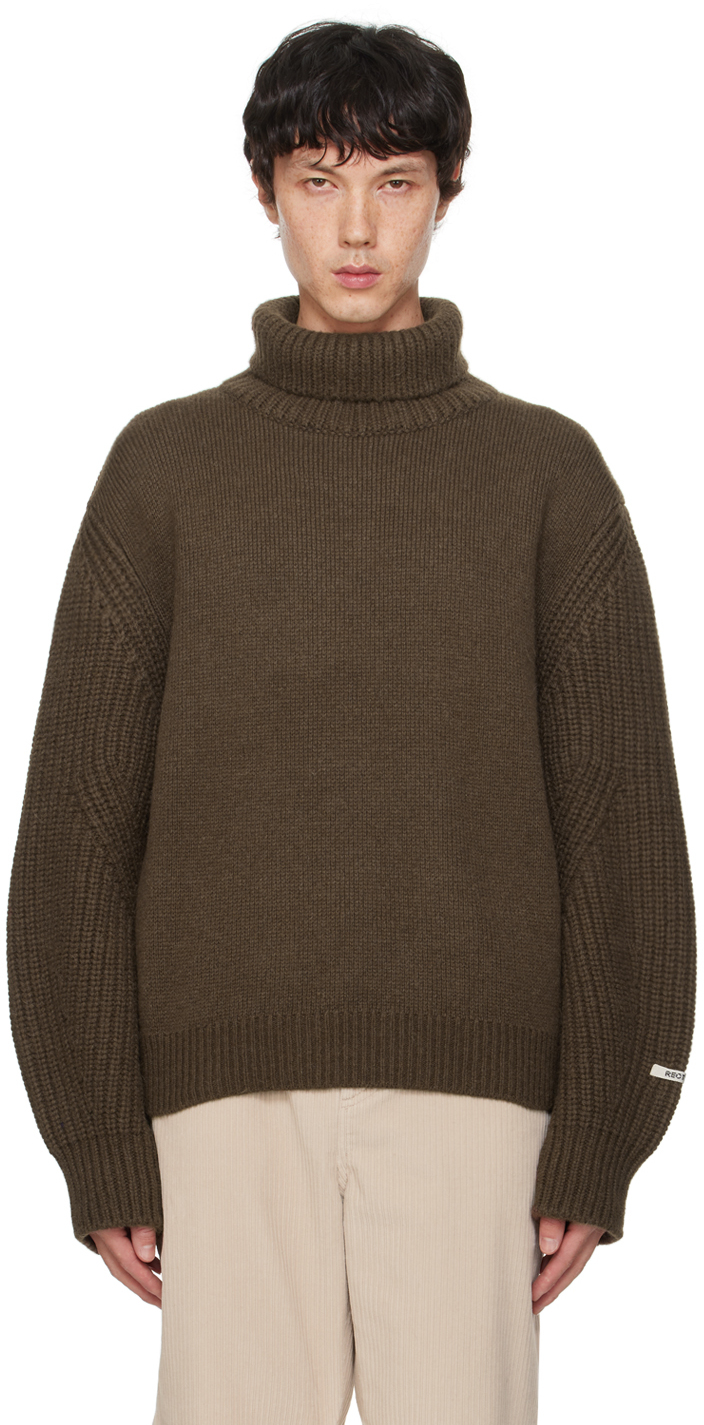 Shop Recto Brown Logo Patch Turtleneck In Khaki Brown