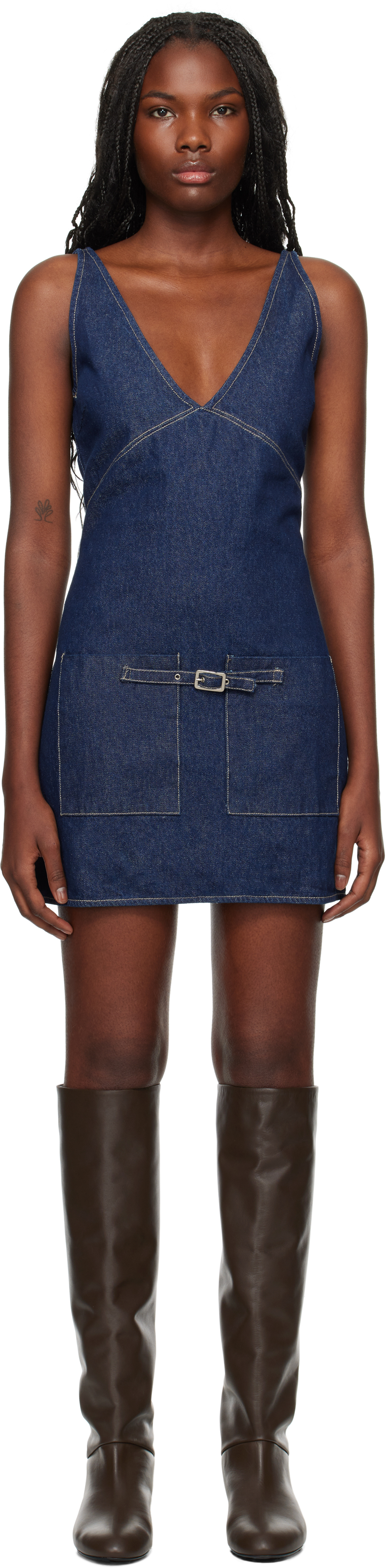 Shop Gimaguas Blue Blanca Denim Minidress In Dark Blue