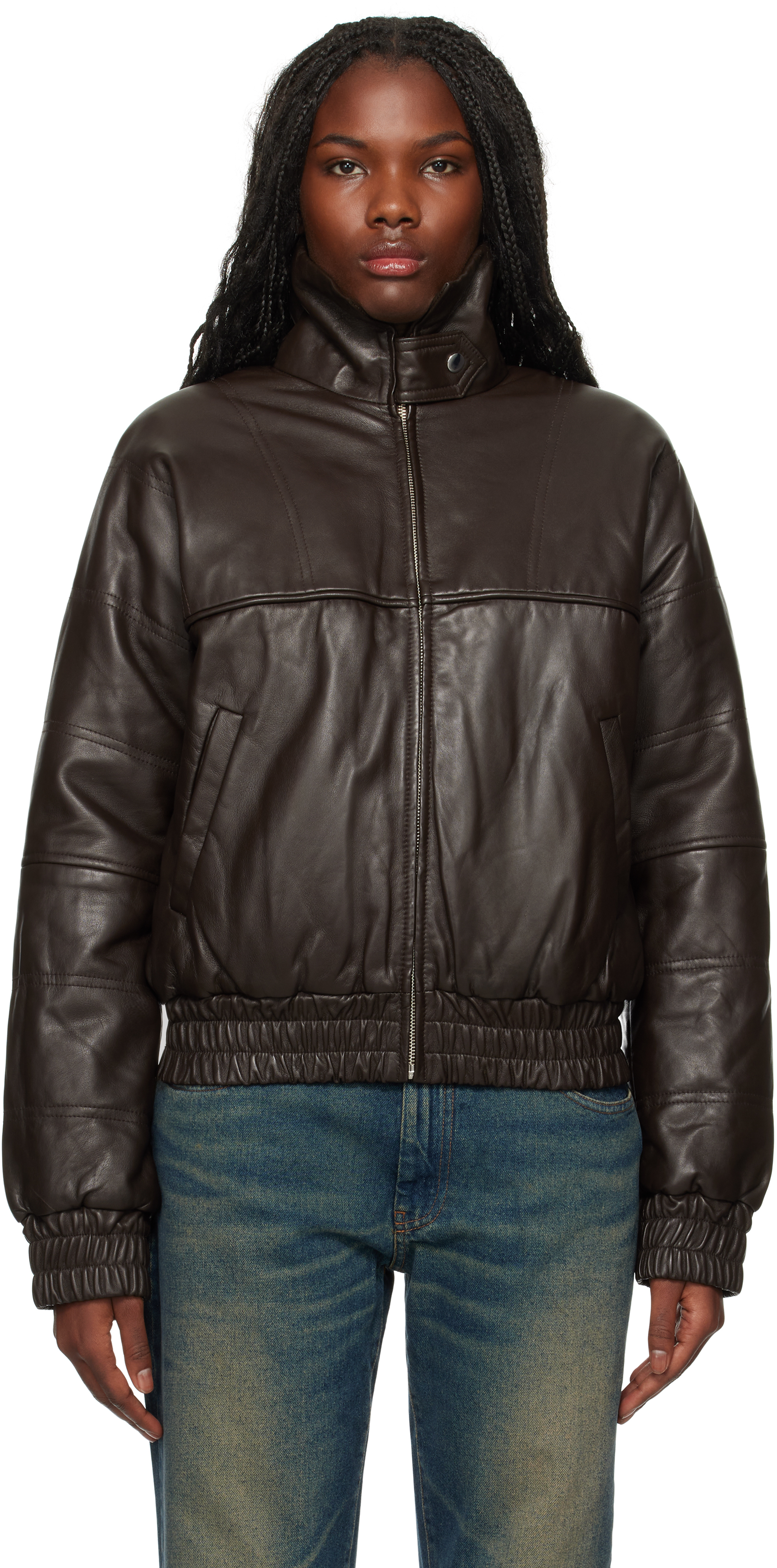 Shop Gimaguas Brown Paula Leather Jacket