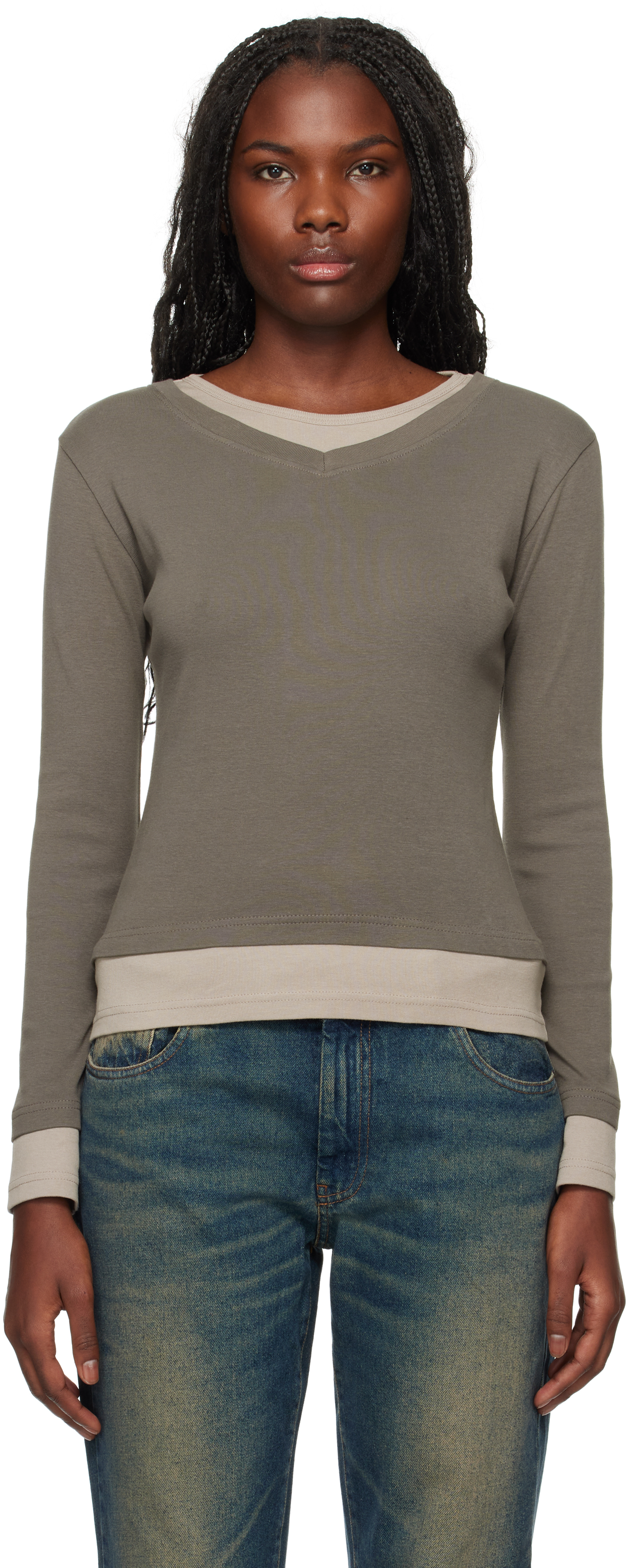 【関税込み】Gimaguas グレー＆トープ Sam Tシャツ Gray & Taupe Sam T-shirt by Gimaguas on Sale