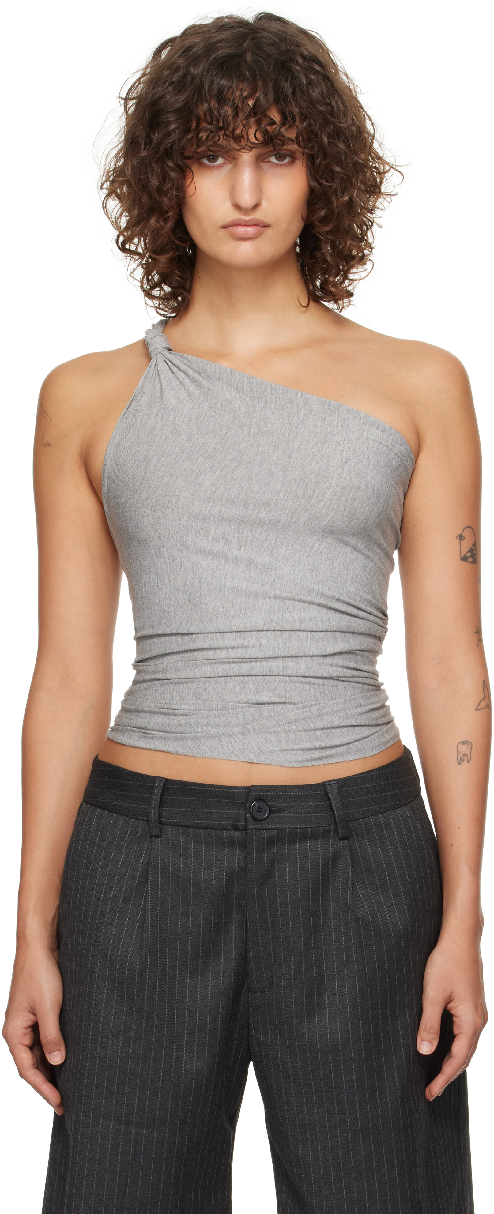 Shop Gimaguas Gray Fiocco Tank Top In Grey