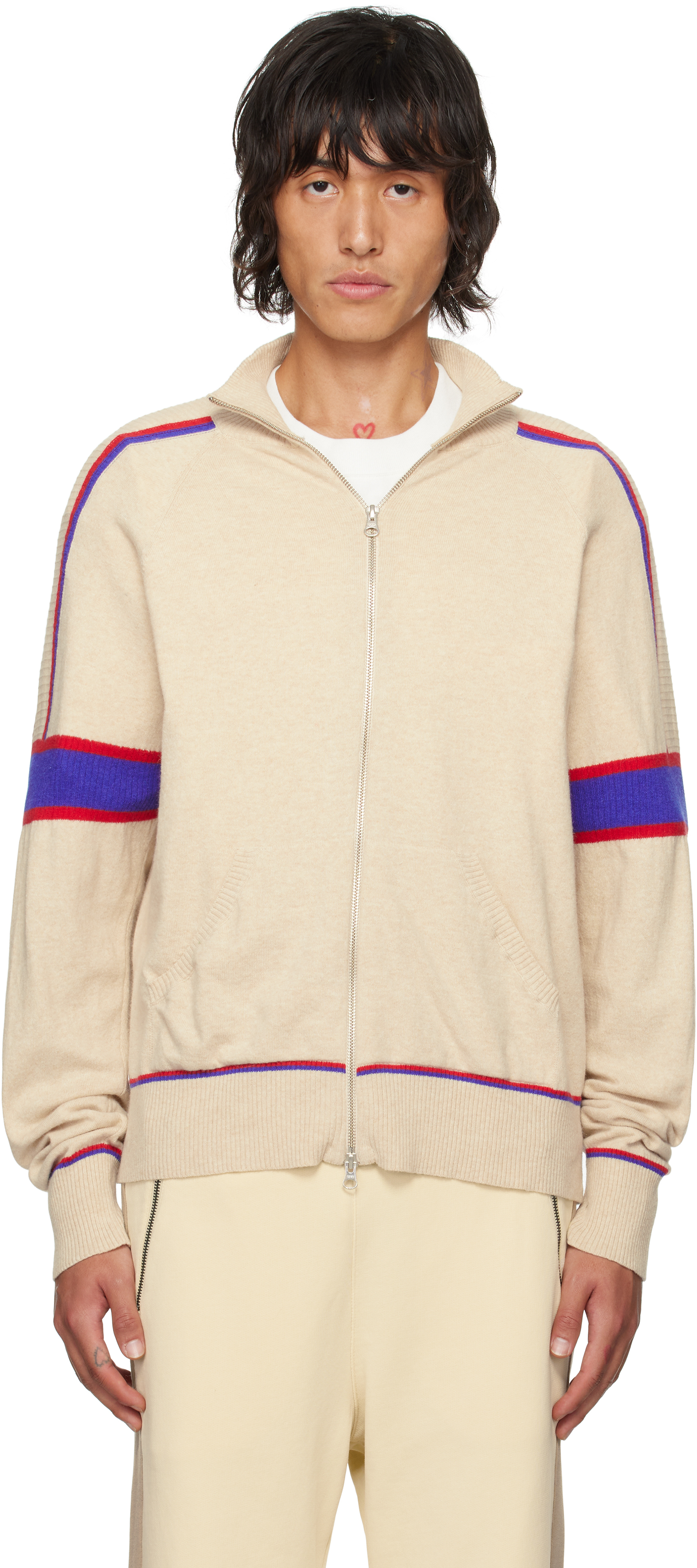 GIMAGUAS BEIGE PEDRO ZIP UP SWEATER 