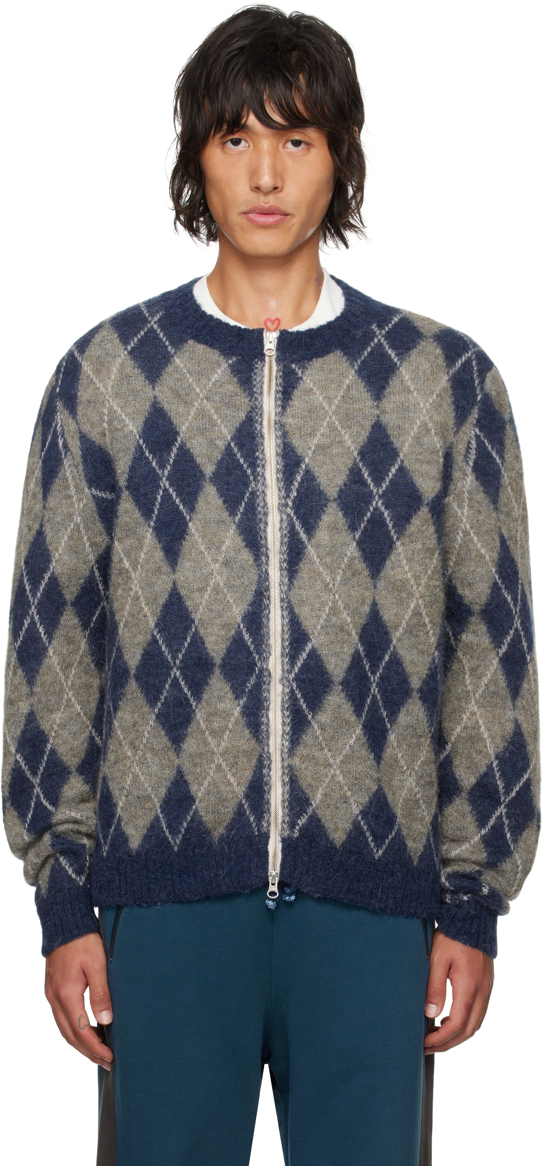 GIMAGUAS GRAY & NAVY ALICE ZIP UP SWEATER 