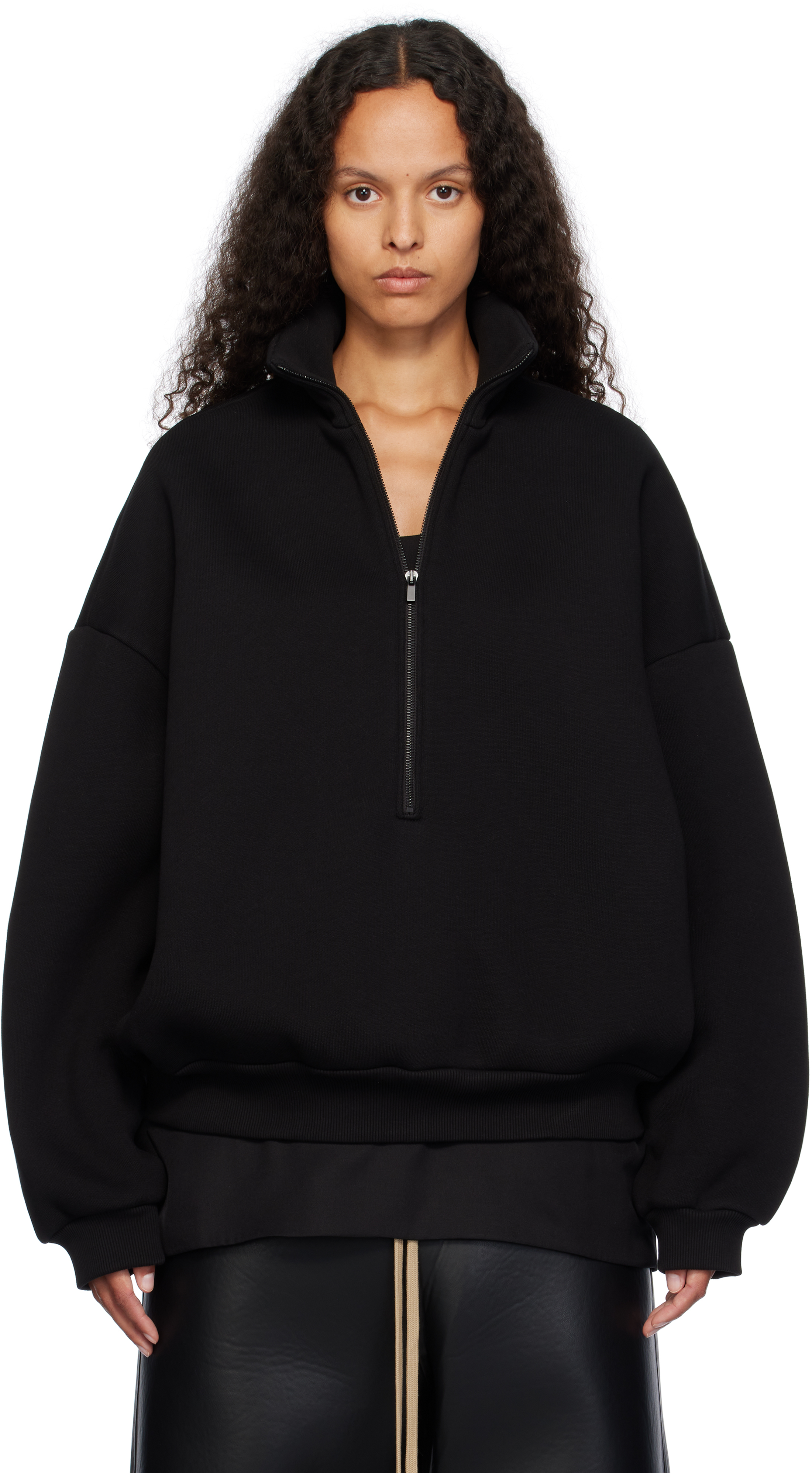 Shop Fear Of God Black Fleece Half Zip Mockneck Sweatshirt