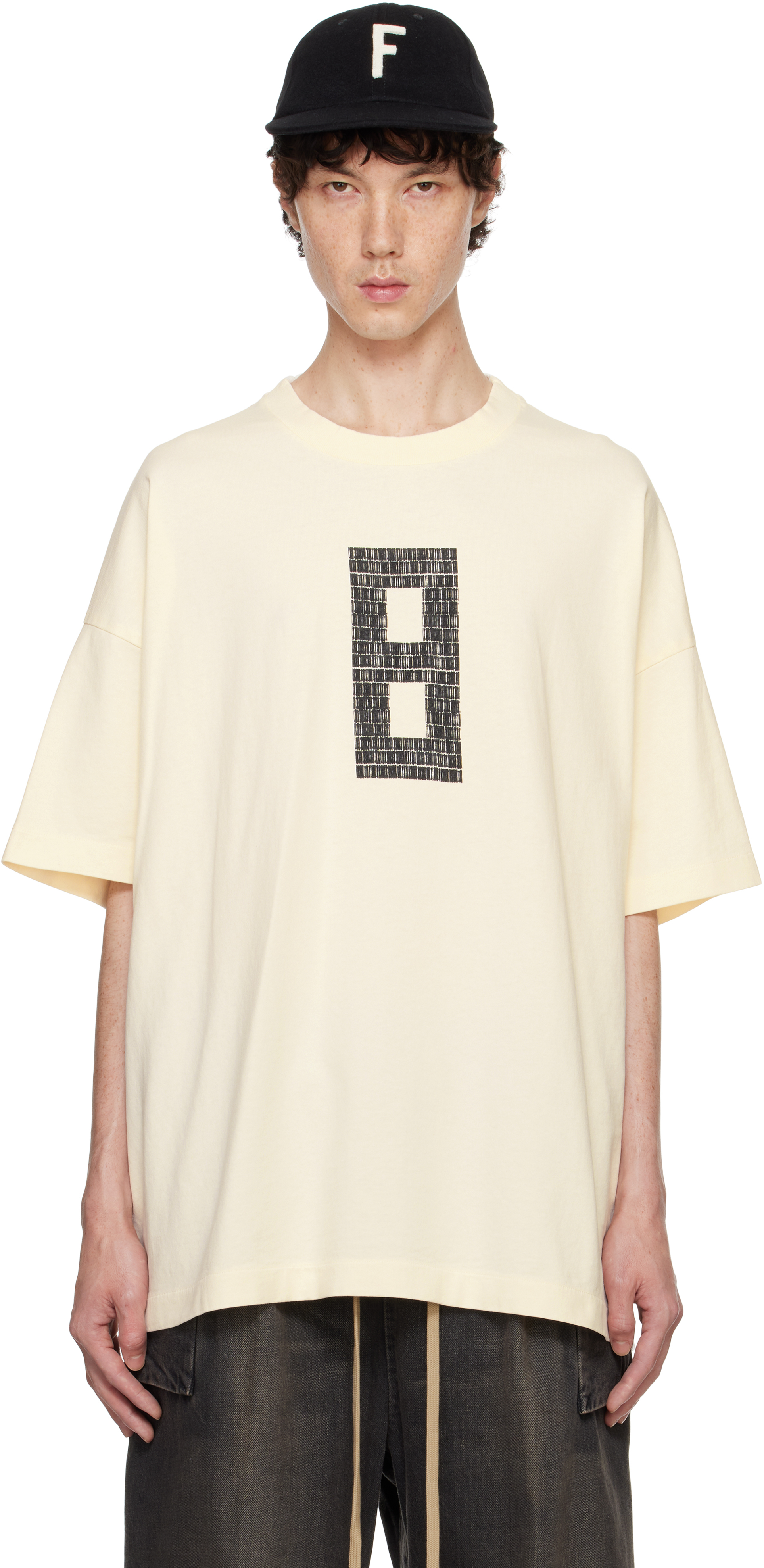 Shop Fear Of God Off-white '8' T-shirt In Cream