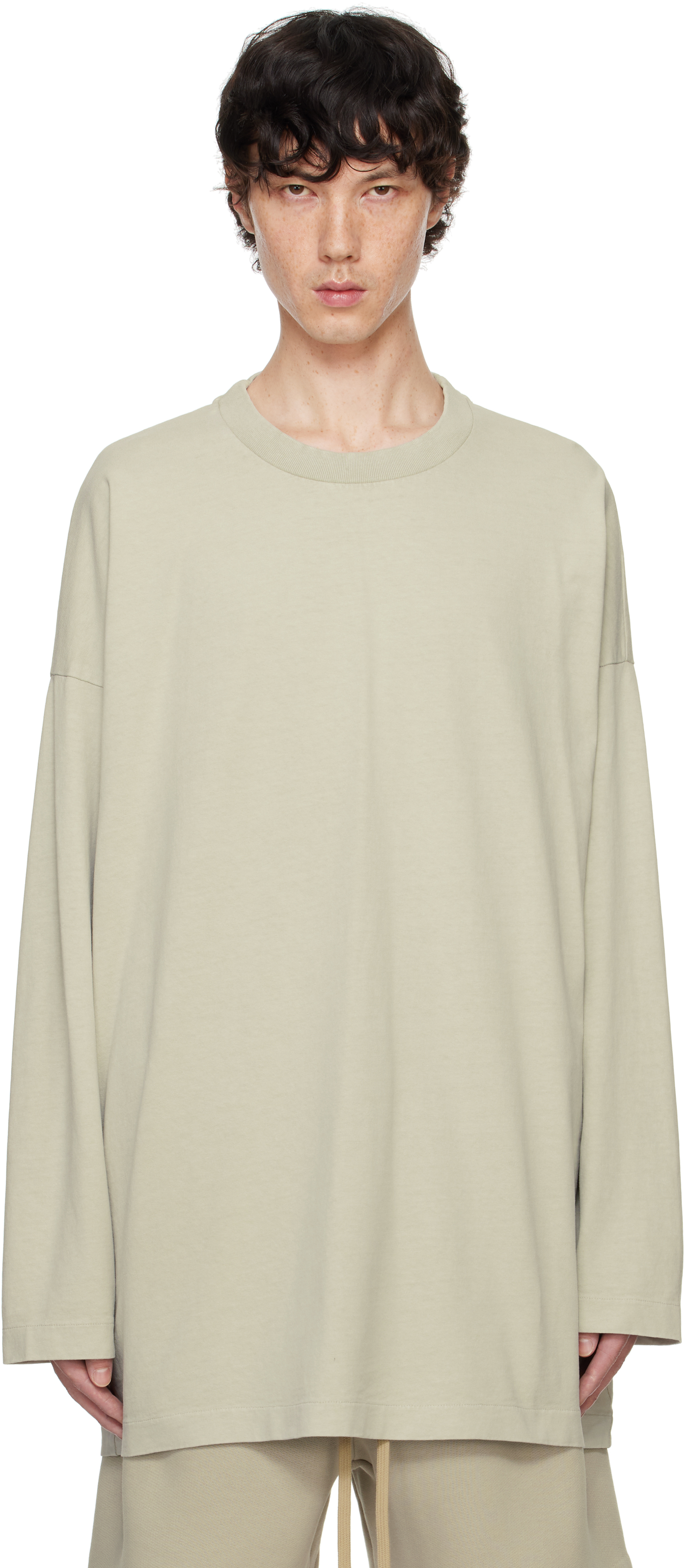 Shop Fear Of God Gray Cotton Long Sleeve T-shirt In Paris Sky