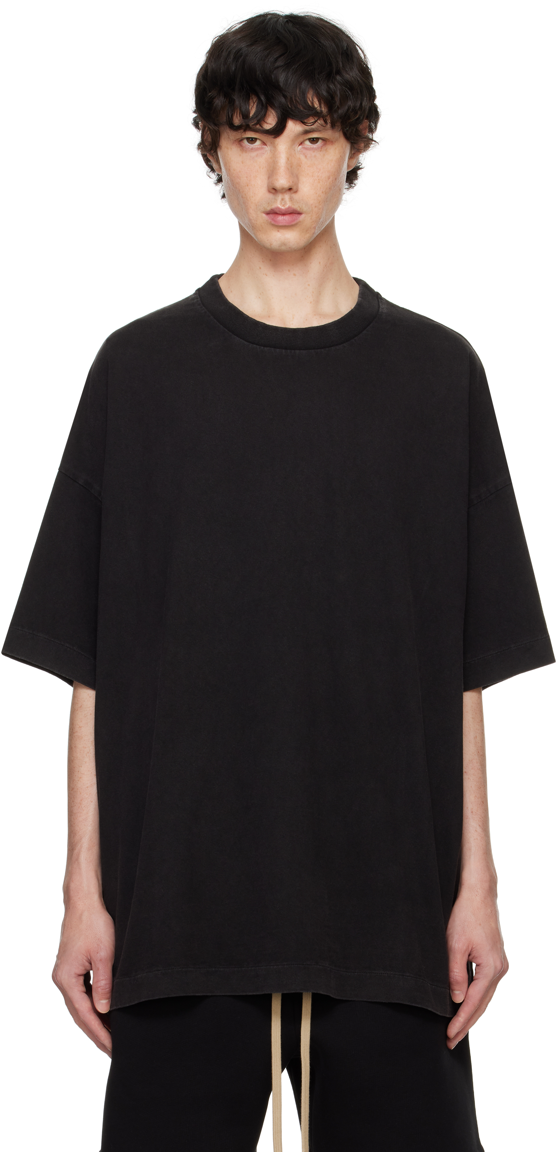 Shop Fear Of God Black Heavy Cotton T-shirt