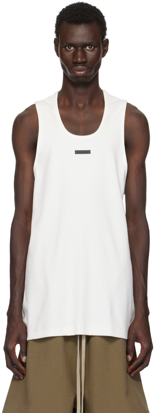 Shop Fear Of God White Ribbed Tank Top