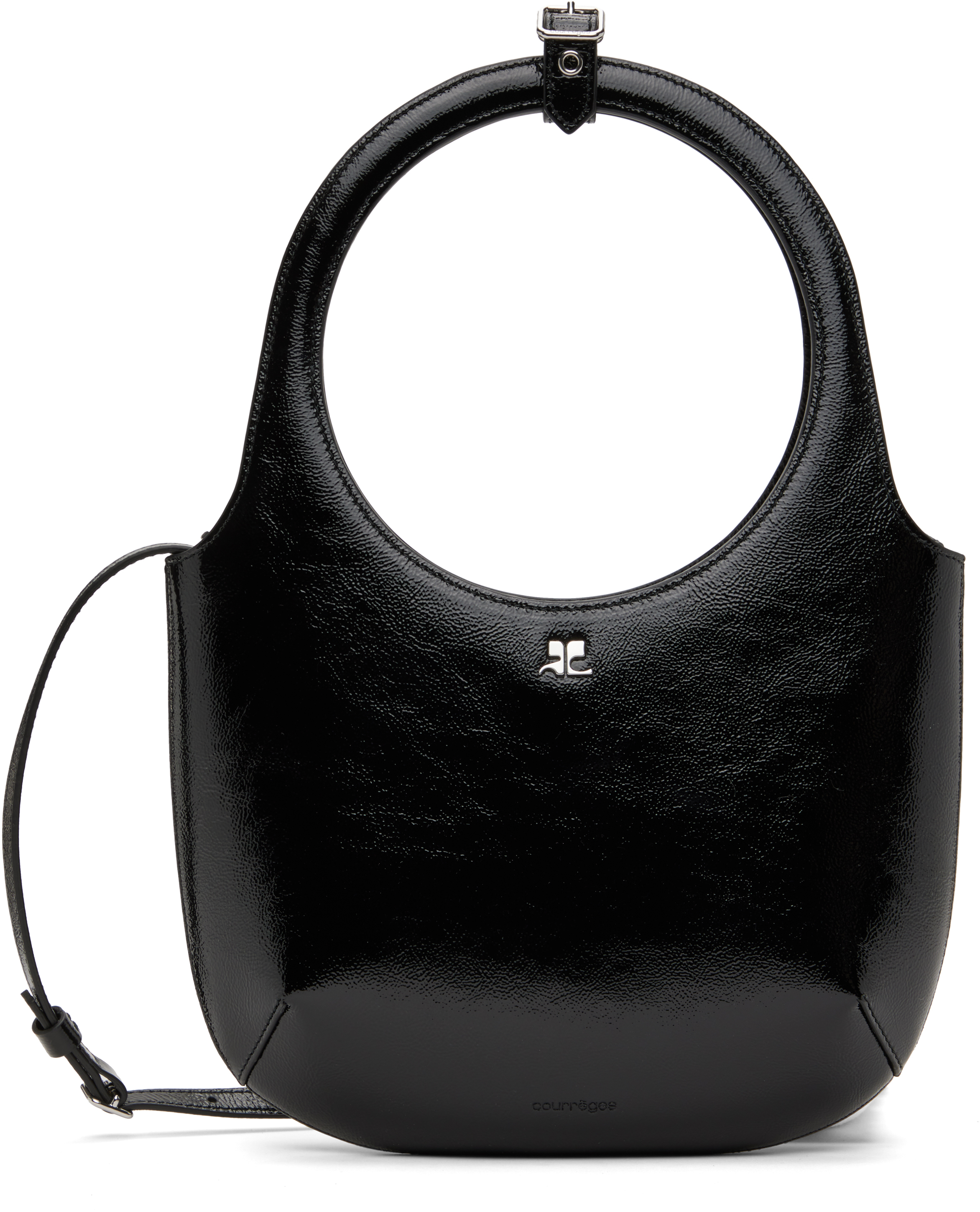 Shop Courrèges Black Holy Naplack Leather Bag In 9999 Black