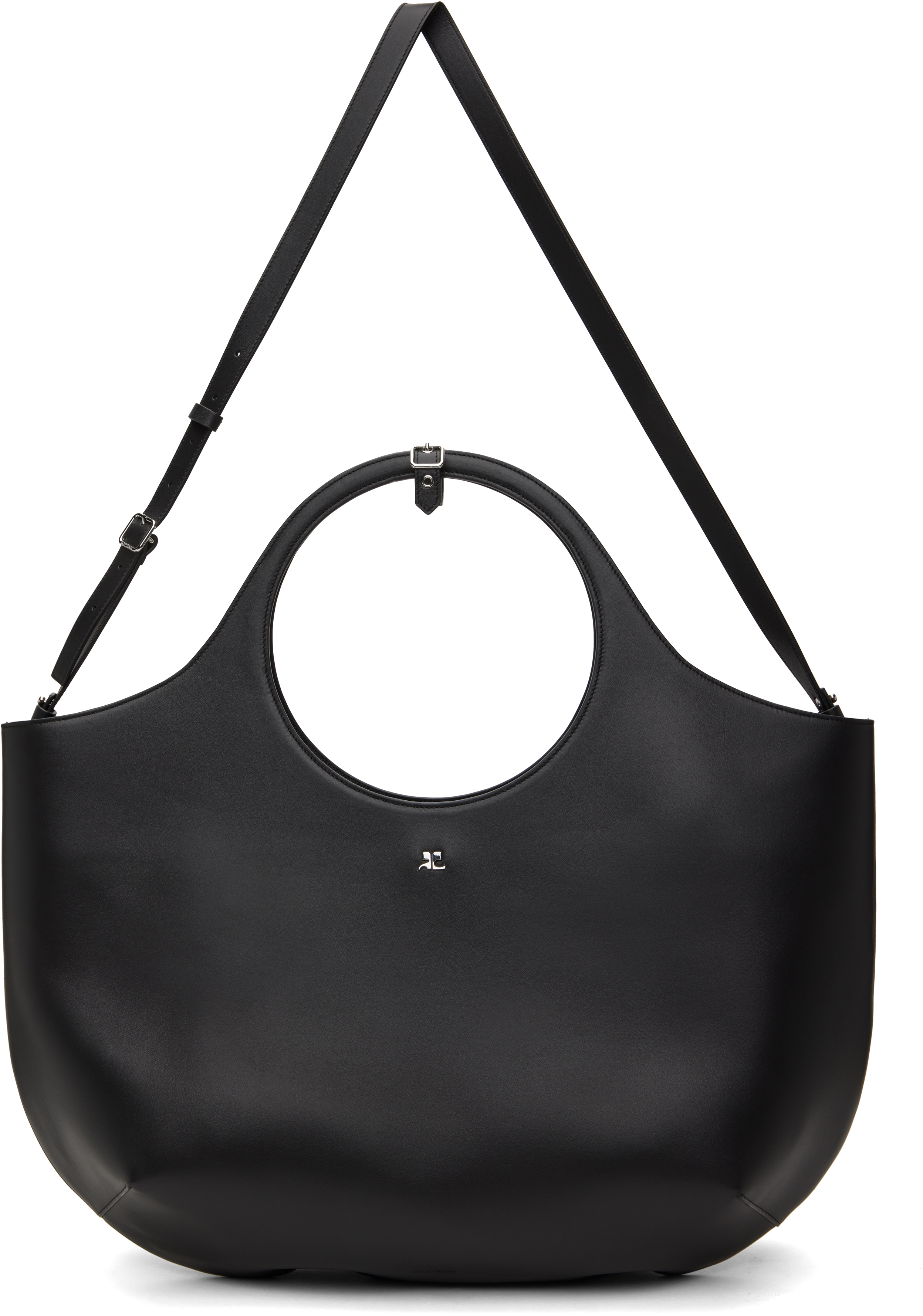 Shop Courrèges Black Maxi Holy Leather Tote In 9999 Black