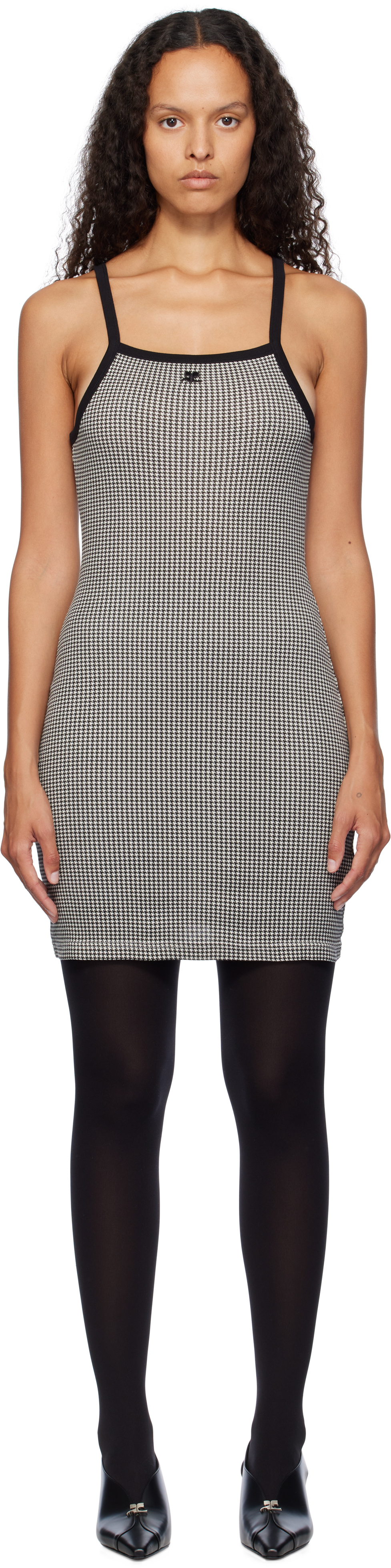 Courrèges Black & White Contrast Houndstooth Minidress