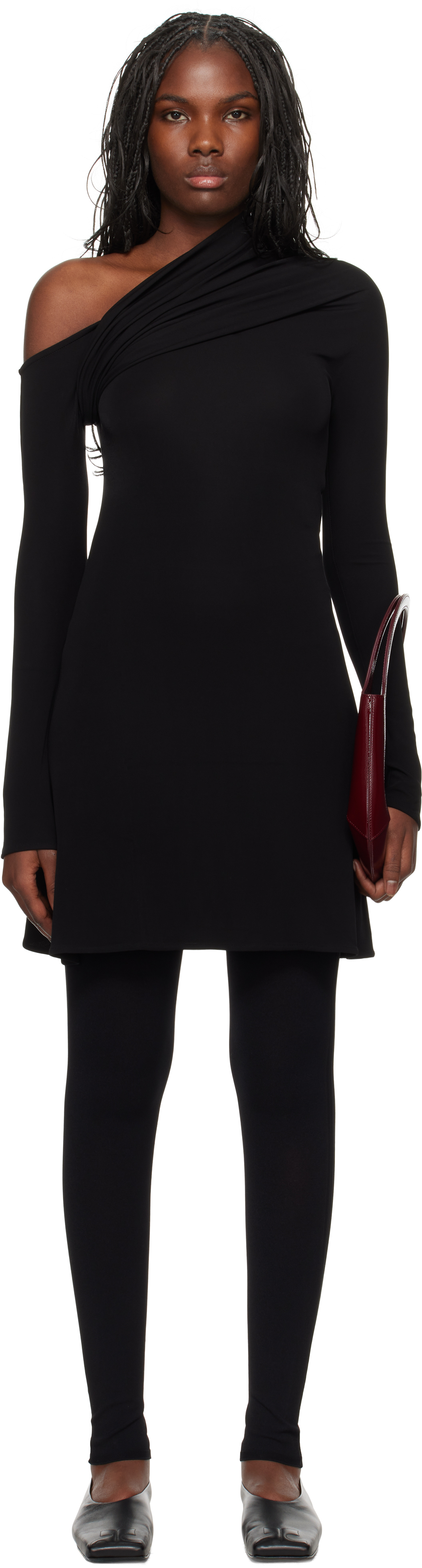 【関税込み】Courreges ブラック ツイスト クレープ ミニドレス Courrègesのブラック ツイスト クレープ ミニドレスがセール中