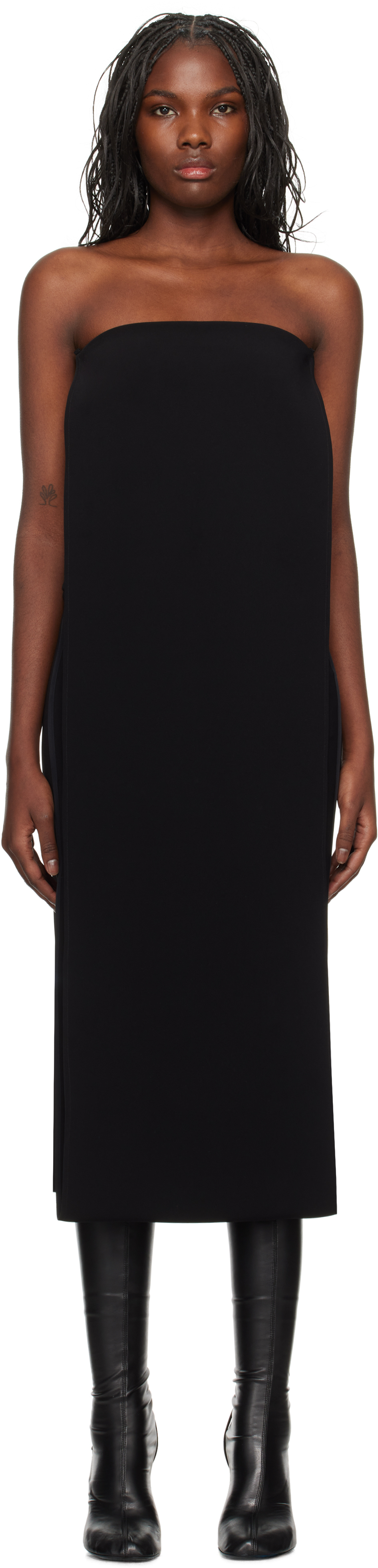 Courrèges Black Illusion Bustier Long Midi Dress