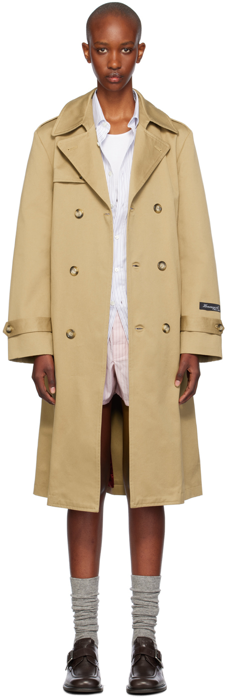 Shop Hommegirls Beige Classic Trench Coat In Khaki