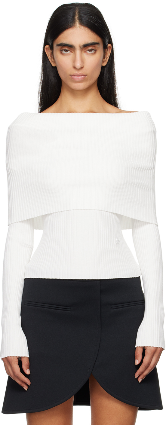 Shop Courrèges White Twist Sweater In 0001 Heritage White