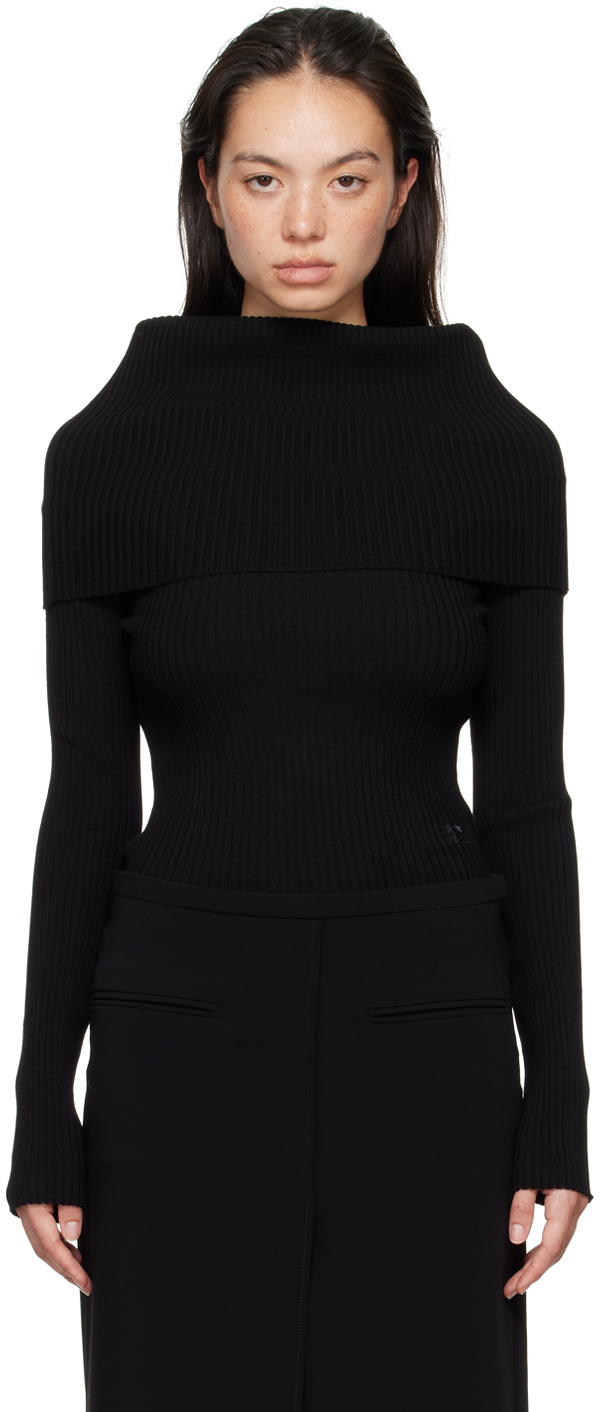 Shop Courrèges Black Twist Sweater In 9999 Black