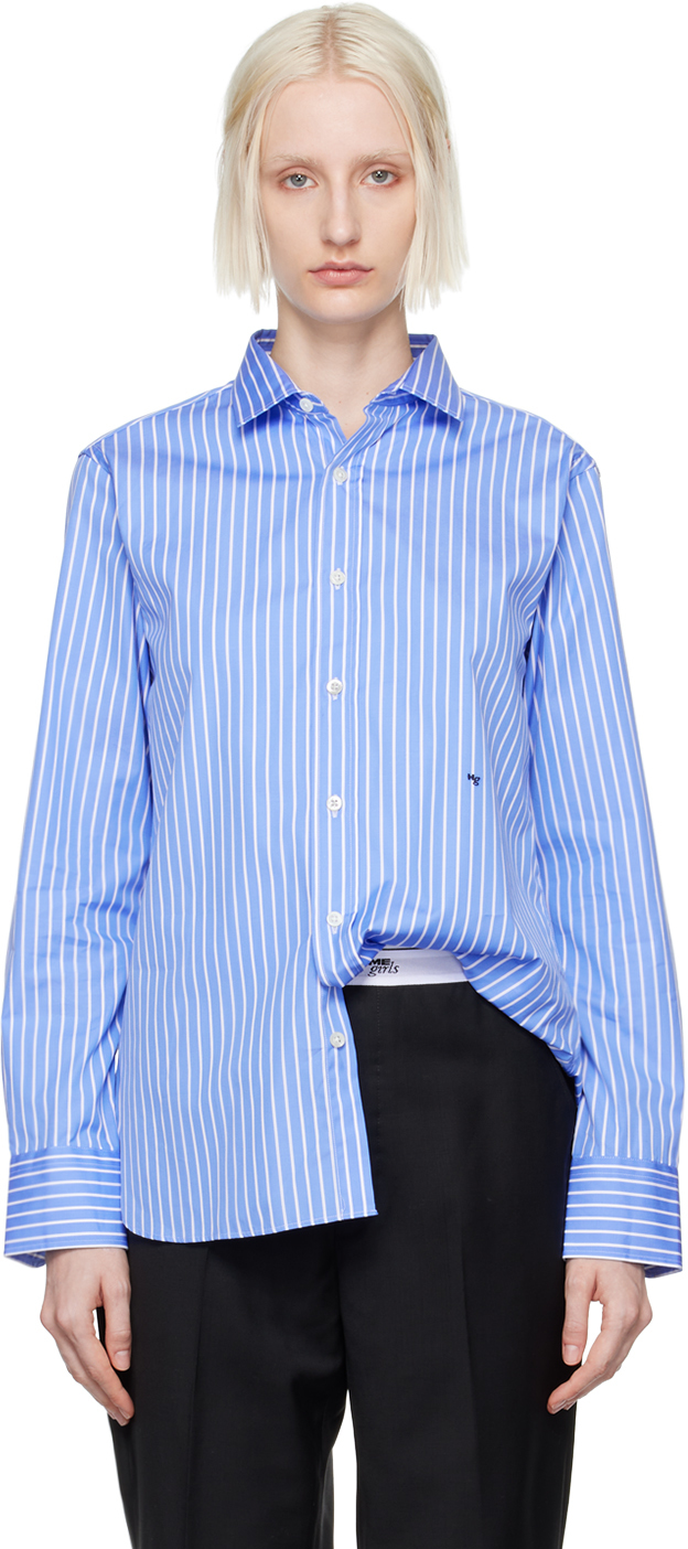 Shop Hommegirls Blue Classic Stripe Shirt