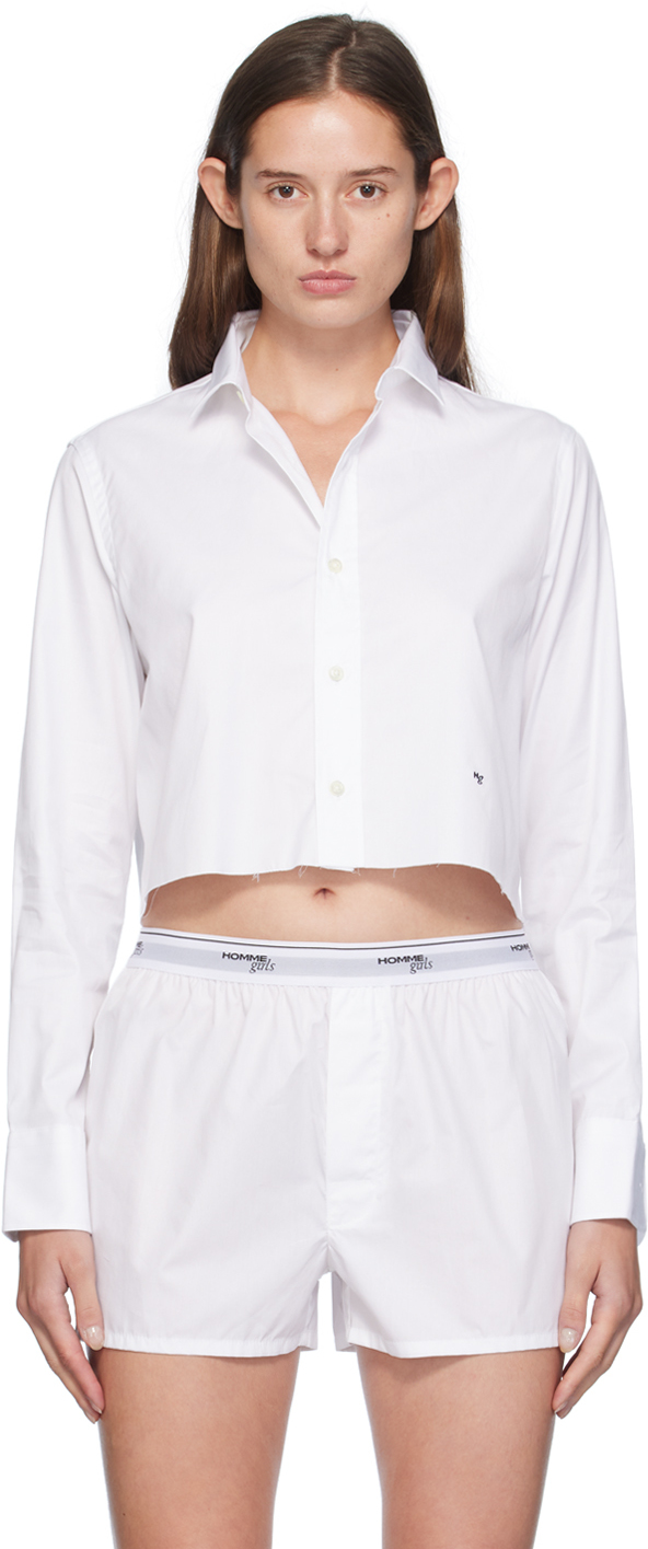 White Cropped Shirt