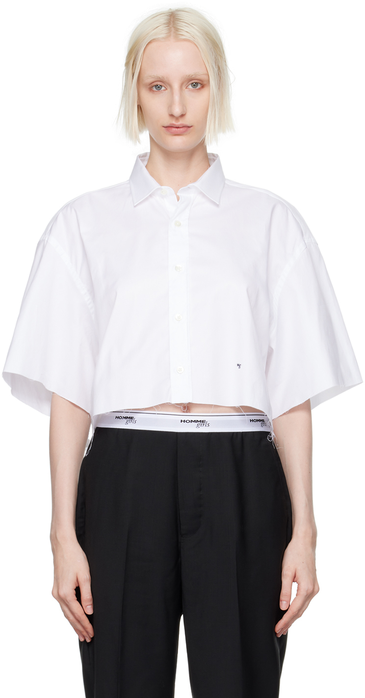 Shop Hommegirls White Oversized Cut Shirt