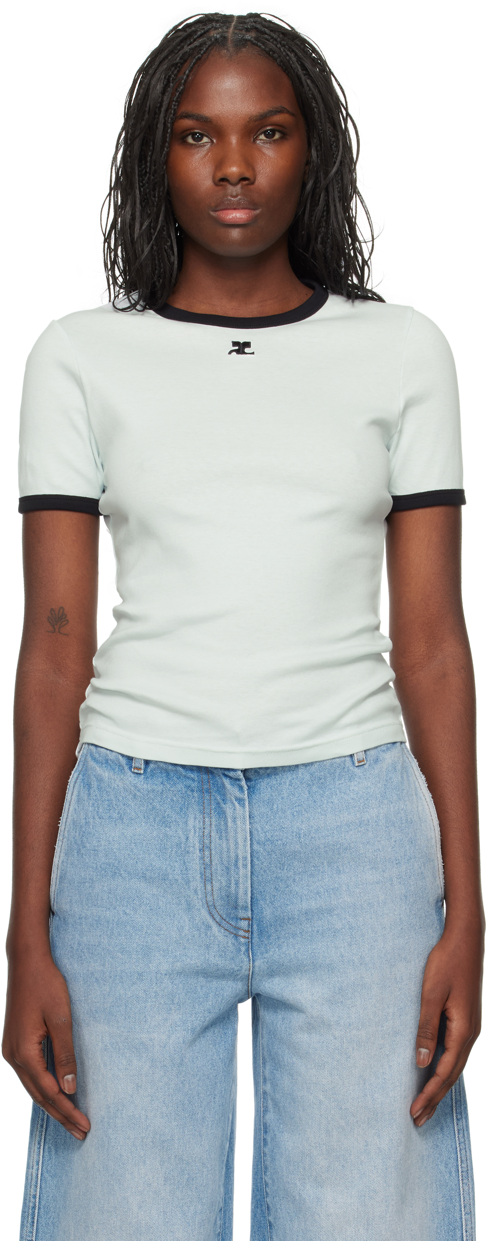 Courrèges Off-White Signature Contrast T-shirt