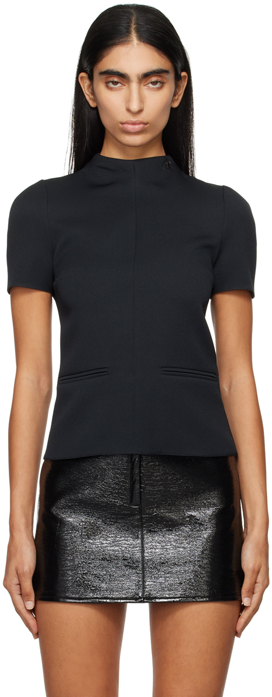 Courrèges Black High Collar Top