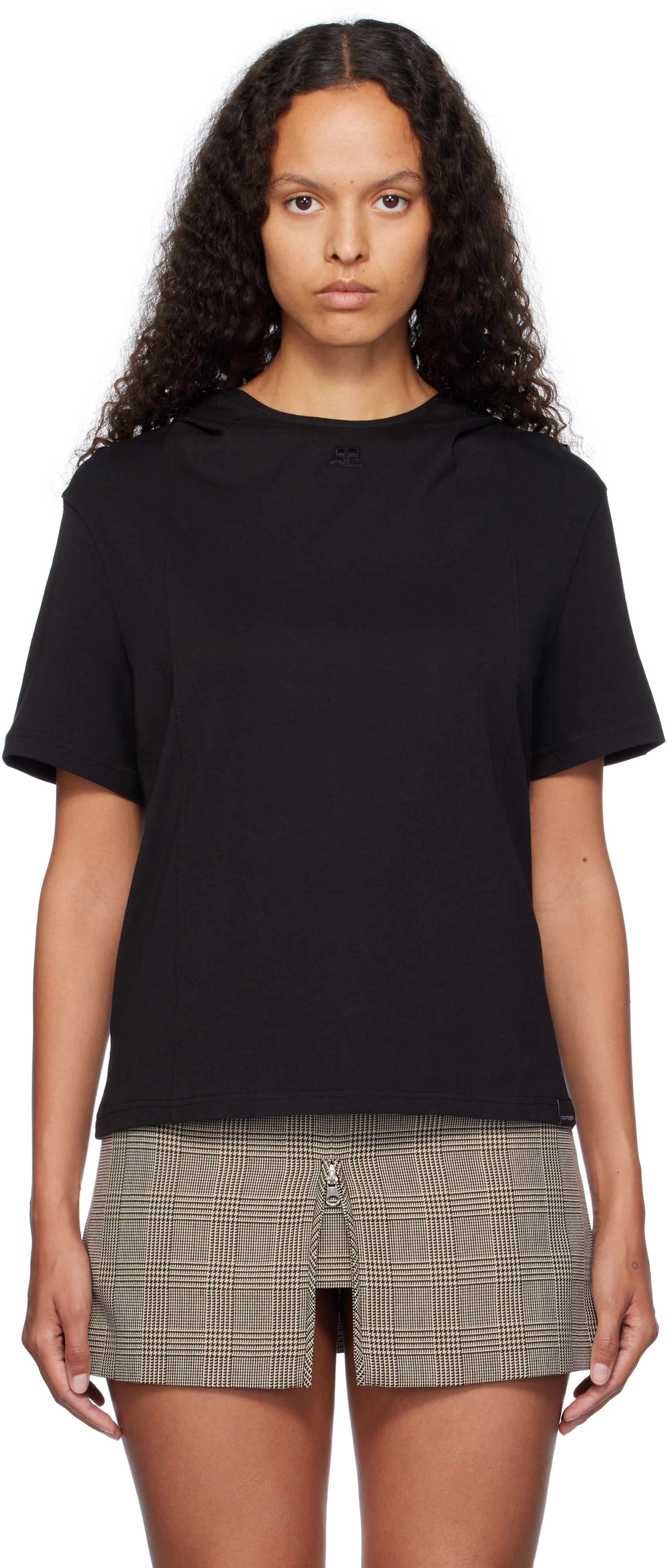 Courrèges Black Hooded T-shirt