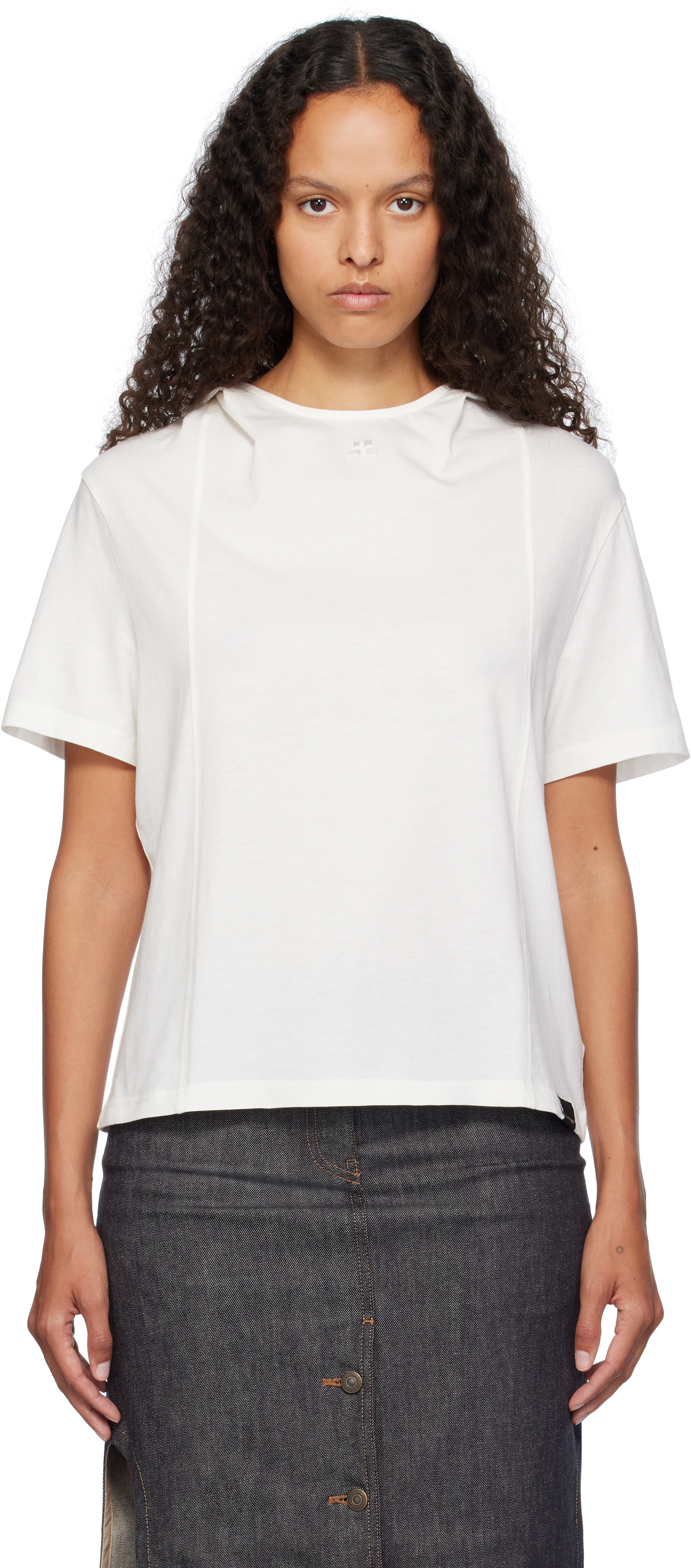 Shop Courrèges White Hooded T-shirt In 1 Heritage White