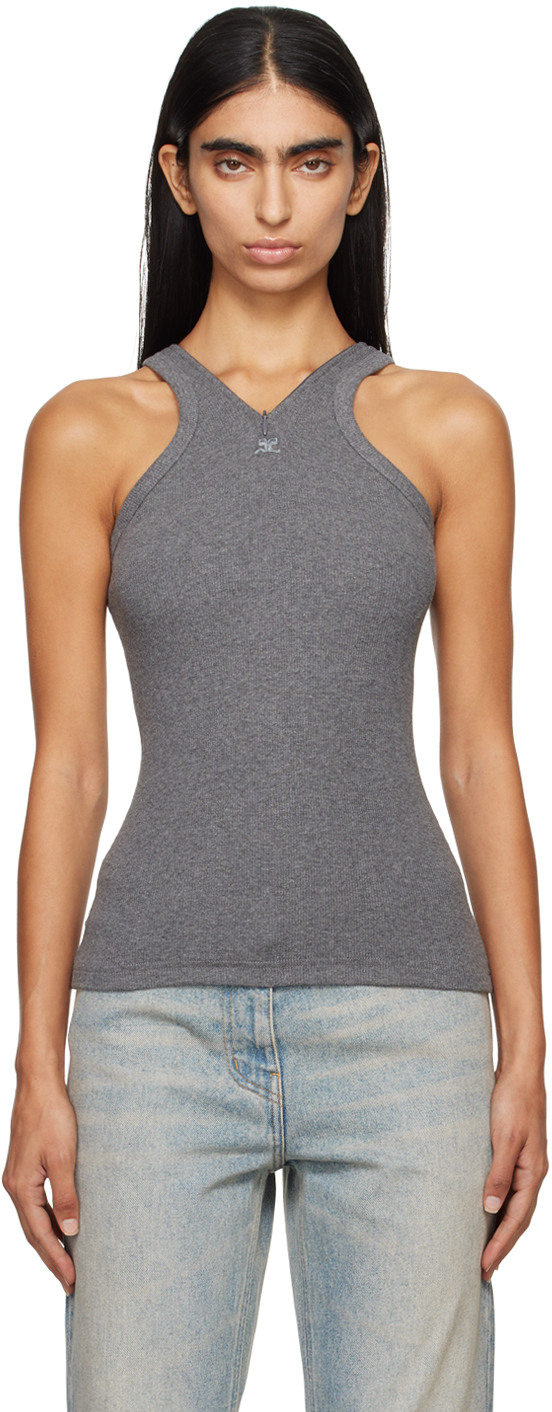 Courrèges Gray Criss Cross 90's Tank Top