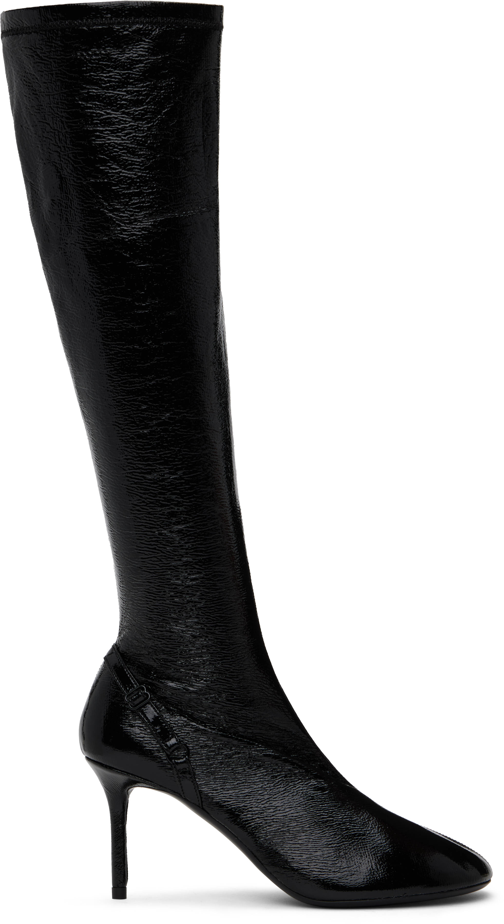 Courrèges Black Oblique Vinyl Tall Boots