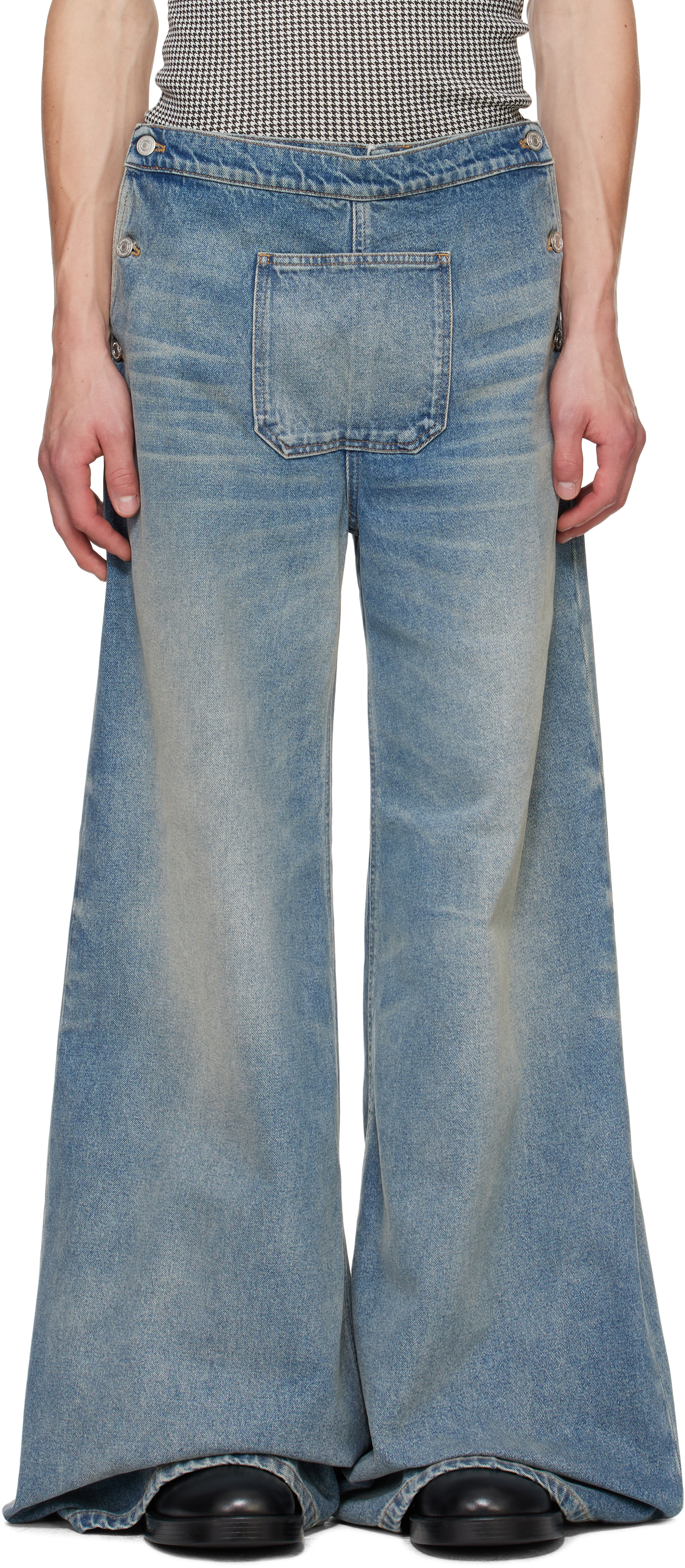Blue One Pocket Baggy Jeans